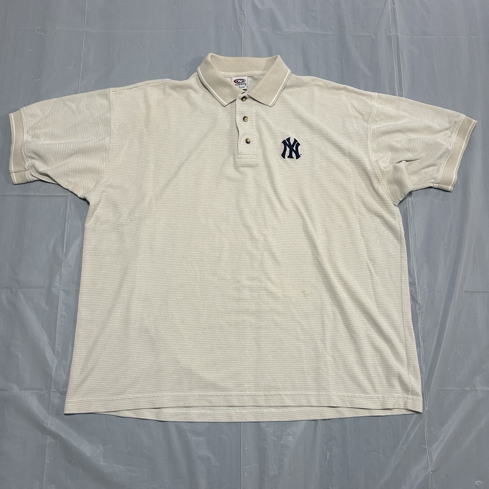 Vintage 90s True Fan New York Yankees Polo Shirt Men's Large White